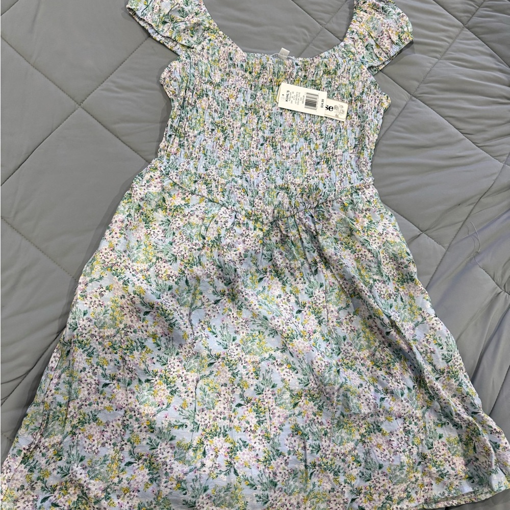 Lily Rose Floral Midi Dress - Pastel Blue and Green